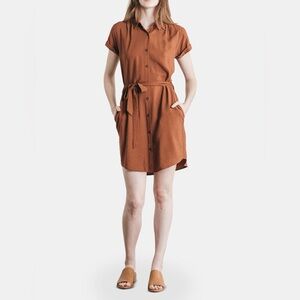 Bridge & Burn Merit short-sleeve dress with pockets in rust, size S